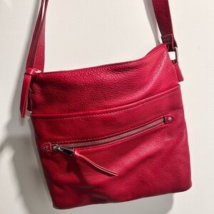 Danier Leather Red Leather Crossbody Bag - Sleek Everyday Women’s Purse